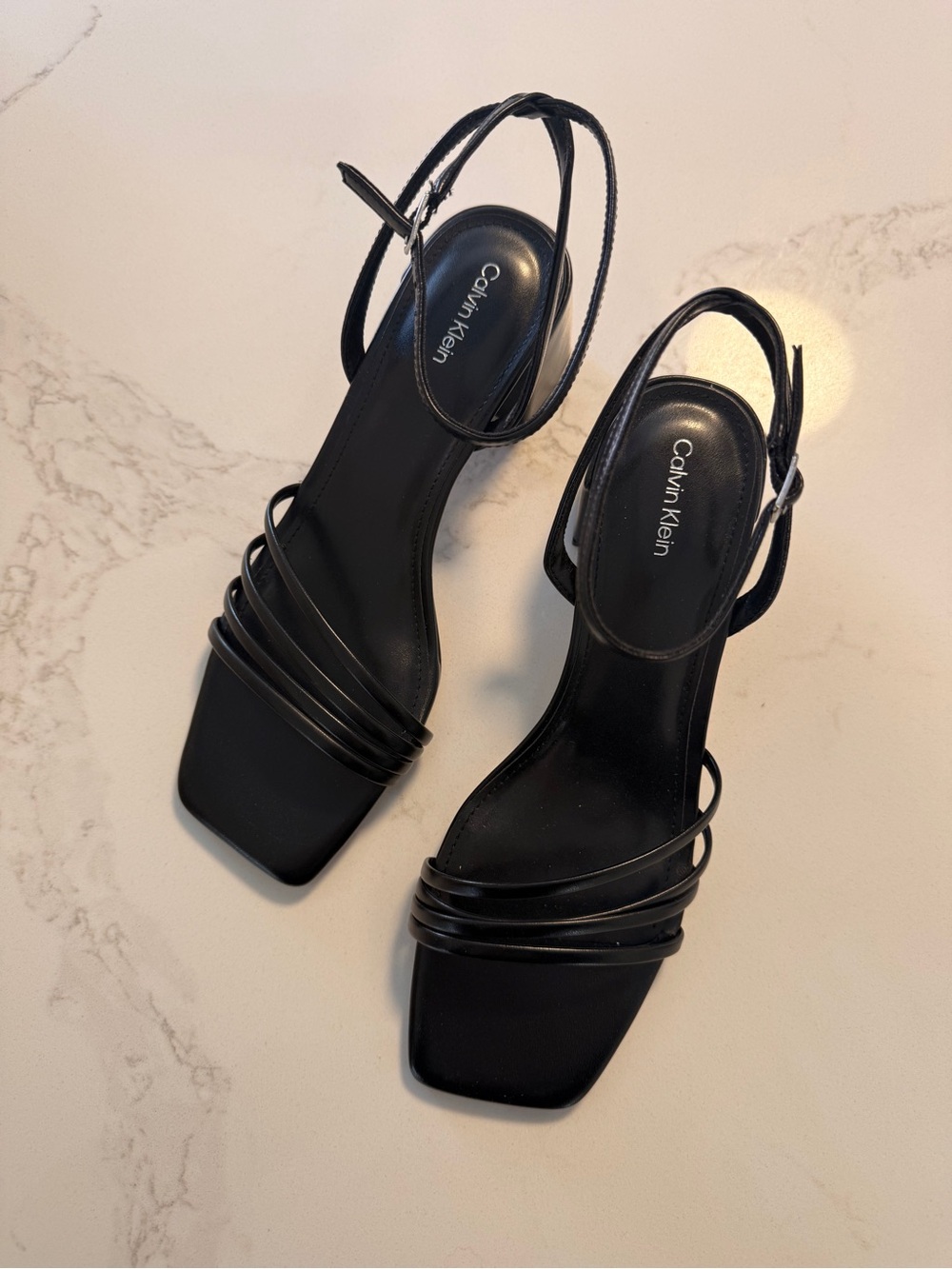 NWT! Calvin Klein Women's Pazey Strappy Block Heel Dress Sandals in black size 9